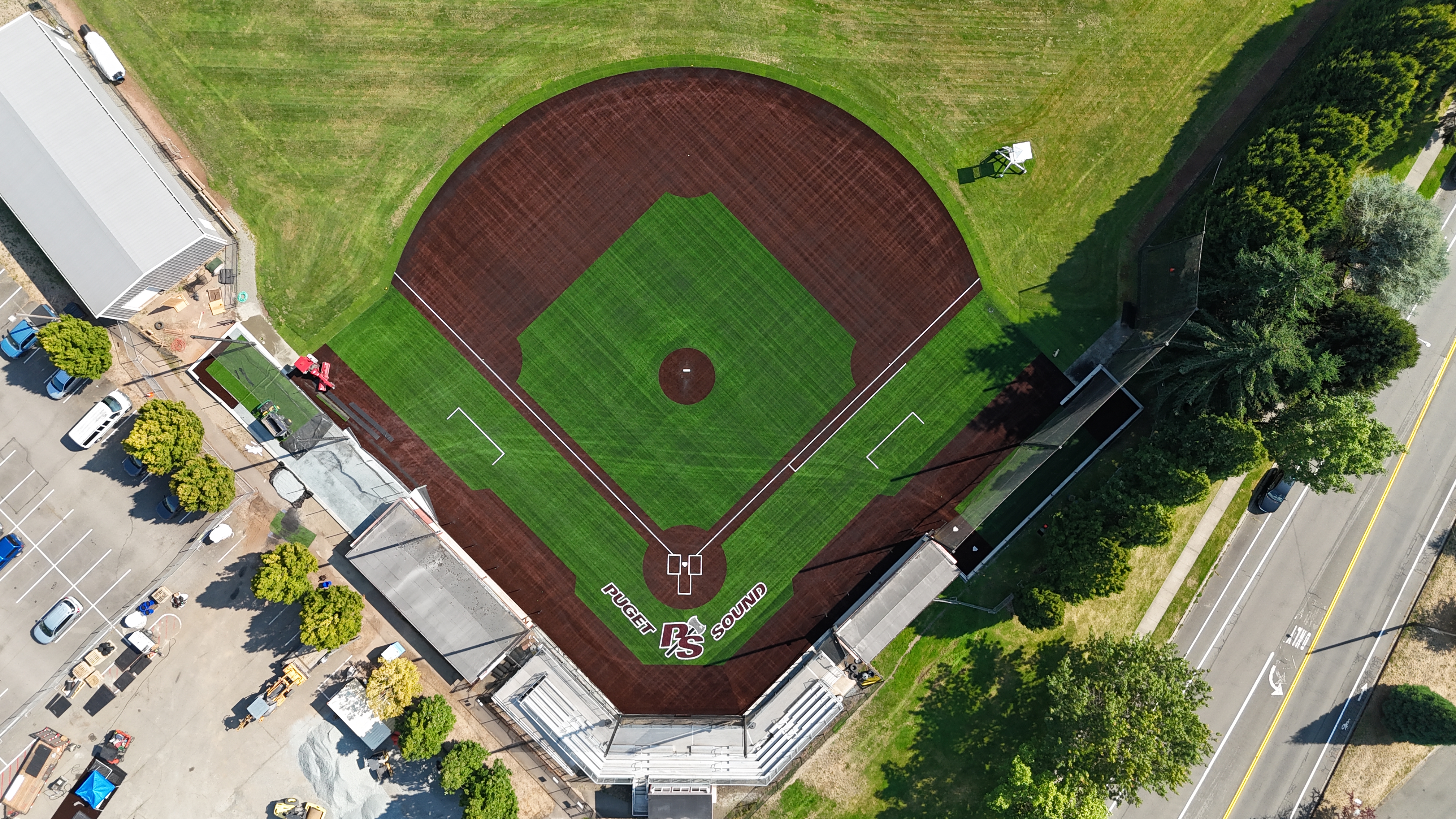 Converted turf infield viewed from directly above